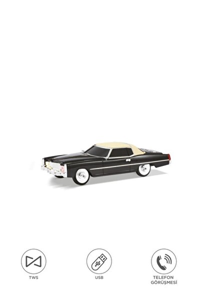 Başkenttekno D83 Cadillac 1969 Görünümlü Retro Klasik Araba Tasarımlı 10W FM-USB-TWS Bluetooth Hoparlör Siyah