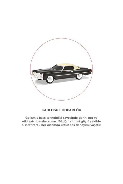 Başkenttekno D83 Cadillac 1969 Görünümlü Retro Klasik Araba Tasarımlı 10W FM-USB-TWS Bluetooth Hoparlör Siyah