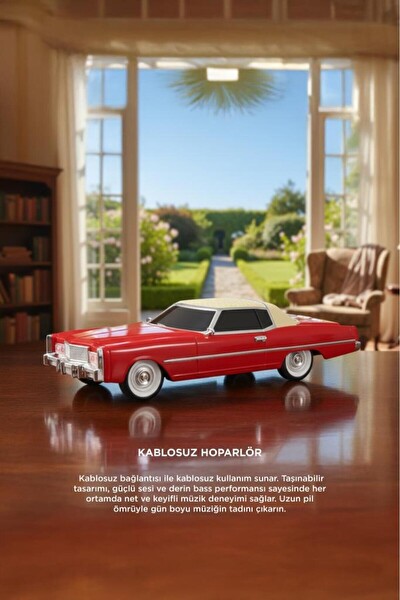 Başkenttekno D83 Cadillac 1969 Görünümlü Retro Klasik Araba Tasarımlı 10W FM-USB-TWS Bluetooth Hoparlör Siyah