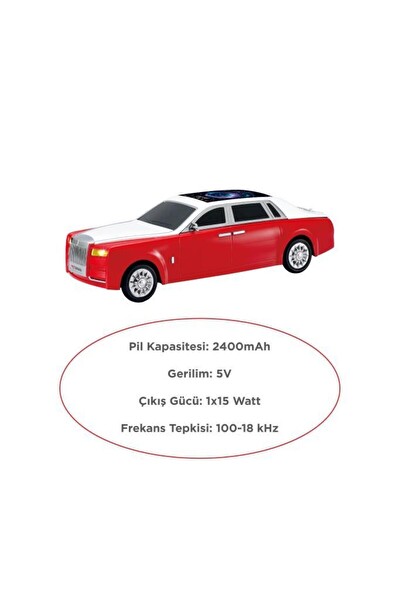 Başkenttekno D82 Rolls-Royce Görünümlü Araba Led Ekranlı 15W FM-USB-TWS Bluetooth Hoparlör - Siyah