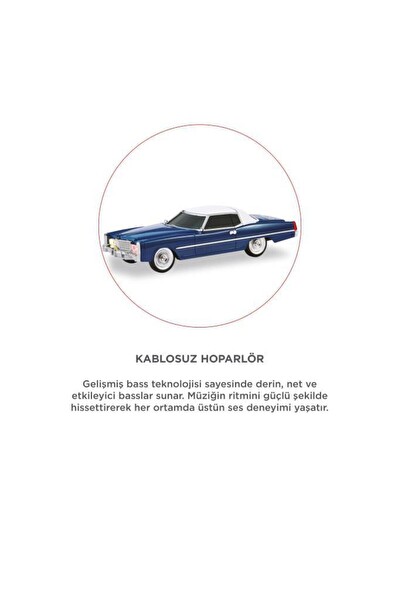 Başkenttekno D83 Cadillac 1969 Görünümlü Retro Klasik Araba Tasarımlı 10W FM-USB-TWS Bluetooth Hoparlör - Mavi