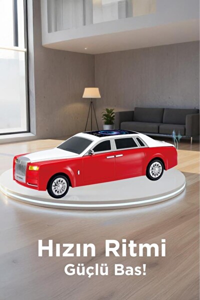 Başkenttekno D82 Rolls-Royce Görünümlü Araba Led Ekranlı 15W FM-USB-TWS Bluetooth Hoparlör - Yeşil