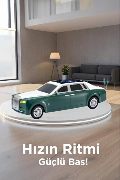 Başkenttekno D82 Rolls-Royce Görünümlü Araba Led Ekranlı 15W FM-USB-TWS Bluetooth Hoparlör - Yeşil