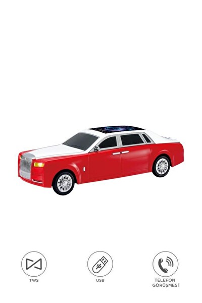 Başkenttekno D82 Rolls-Royce Görünümlü Araba Led Ekranlı 15W FM-USB-TWS Bluetooth Hoparlör - Yeşil