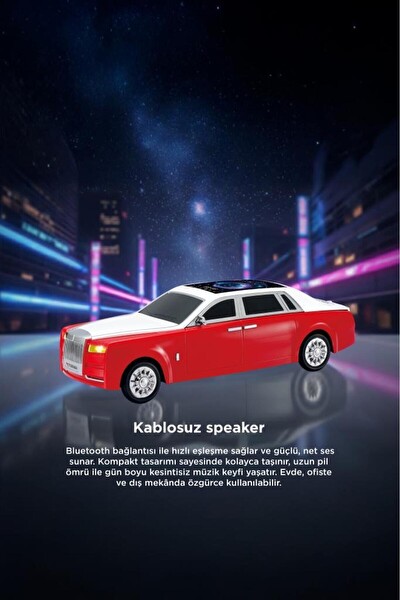 Başkenttekno D82 Rolls-Royce Görünümlü Araba Led Ekranlı 15W FM-USB-TWS Bluetooth Hoparlör - Yeşil