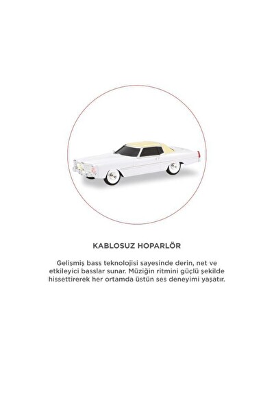 Başkenttekno D83 Cadillac 1969 Görünümlü Retro Klasik Araba Tasarımlı 10W FM-USB-TWS Bluetooth Hoparlör - Beyaz