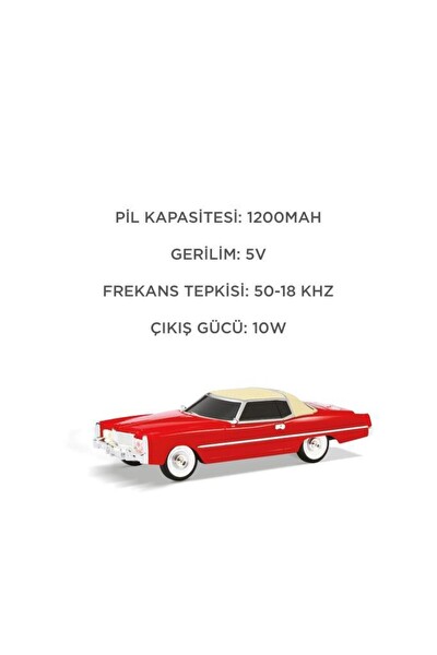 Başkenttekno D83 Cadillac 1969 Görünümlü Retro Klasik Araba Tasarımlı 10W FM-USB-TWS Bluetooth Hoparlör - Beyaz