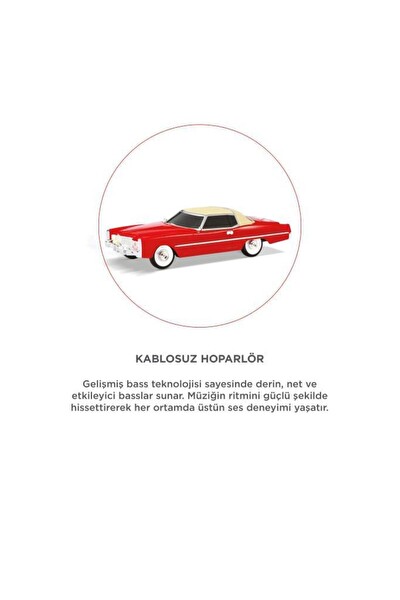 Başkenttekno D83 Cadillac 1969 Görünümlü Retro Klasik Araba Tasarımlı 10W FM-USB-TWS Bluetooth Hoparlör - Beyaz