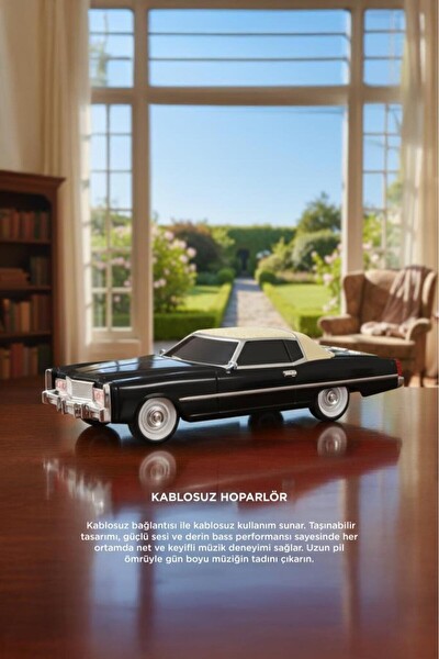 Başkenttekno D83 Cadillac 1969 Görünümlü Retro Klasik Araba Tasarımlı 10W FM-USB-TWS Bluetooth Hoparlör - Kırmızı