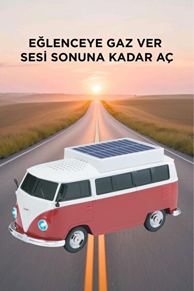 Başkenttekno D70 Retro Araba Vosvos Tasarımlı Solar Şarjlı Speaker Bluetooth Hoparlör - Kırmızı