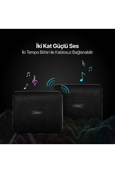 Ttec Tempo IPX6 Dereceli Suya ve Toza Dayanıklı Taşınabilir Bluetooth 5.1 Kablosuz Hoparlör