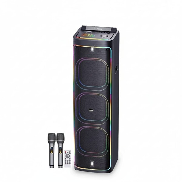 Başkenttekno 2272 Dijital LED Göstergeli Çift Kablosuz Mikrofonlu RGB TWS Üçlü 12