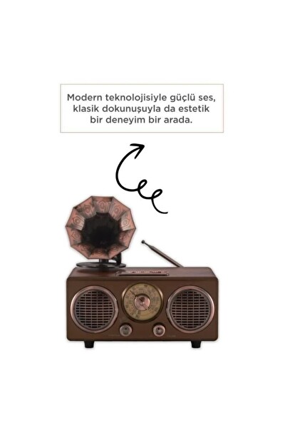 Başkenttekno D89 Nostaljik Retro Radyo Kablosuz TF Kart-FM-AM-SW Bluetooth Hoparlör