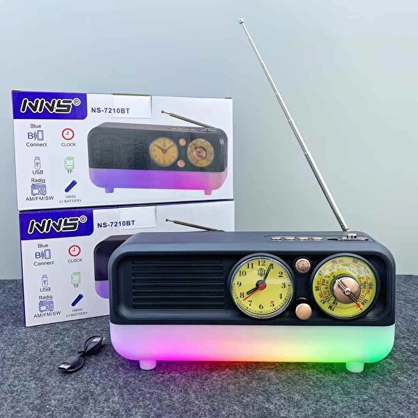 Concord NS-7210 Nostaljik Tasarım USB TF Aux FM Radyo Bluetooh Hoparlör