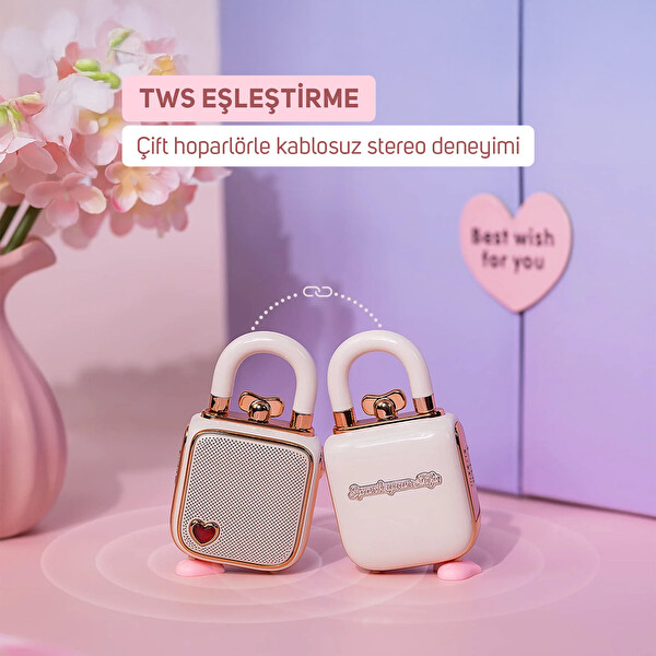 Divoom Ditoo-5M Karaoke Mikrofonlu Bluetooth Hoparlör ve Ses Kayıt Özellikli LoveLock Hediye Seti LoveLockDitoo5M
