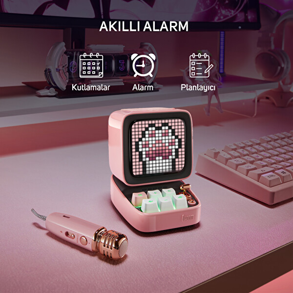 Divoom Ditoo-5M Karaoke Mikrofonlu Bluetooth Hoparlör ve Ses Kayıt Özellikli LoveLock Hediye Seti LoveLockDitoo5M