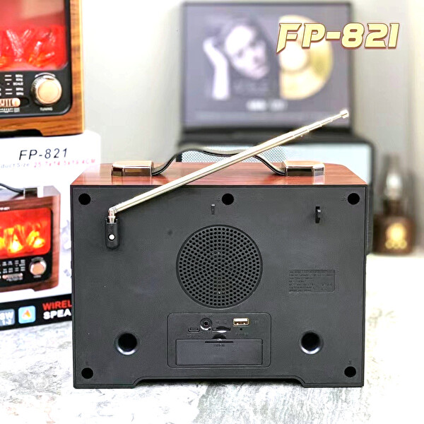 Çeşithane FP-821 Alev Efektli FM/AM/SW USB TF AUX Retro Radyo Bluetooth Hoparlör