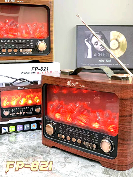 Çeşithane FP-821 Alev Efektli FM/AM/SW USB TF AUX Retro Radyo Bluetooth Hoparlör