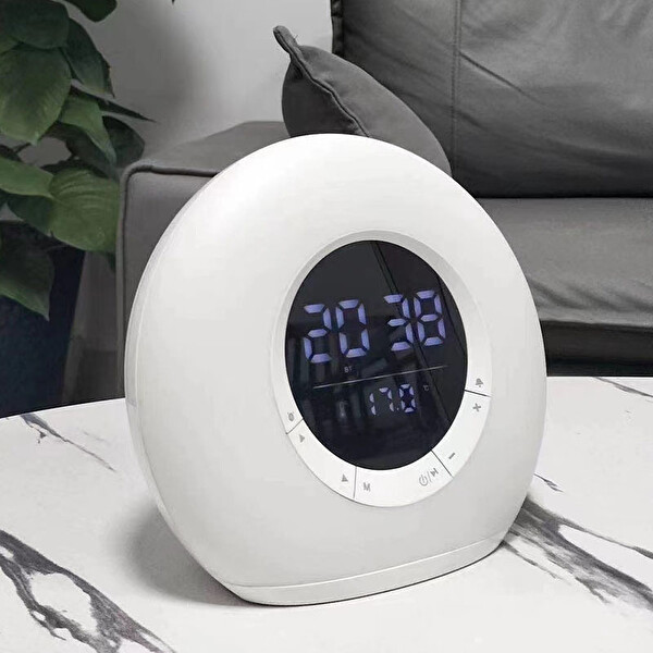 Çeşithane P11 RGB Işıklı Saatli Alarm Masaüstü TF USB FM Şarjlı Bluetooth Hoparlör