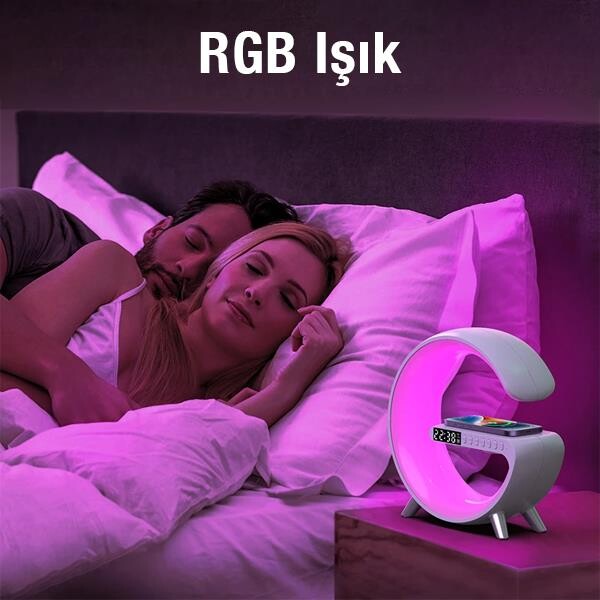 ZHL Tools 15W Kablosuz Şarj Standlı RGB Gece Lambası Bluetooth Hoparlör