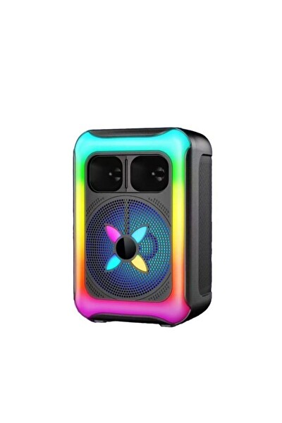 Başkenttekno Kablosuz Mikrofonlu RGB USB TF FM 12W Taşınabilir Işıklı Bluetooth Hoparlör KTS-2452