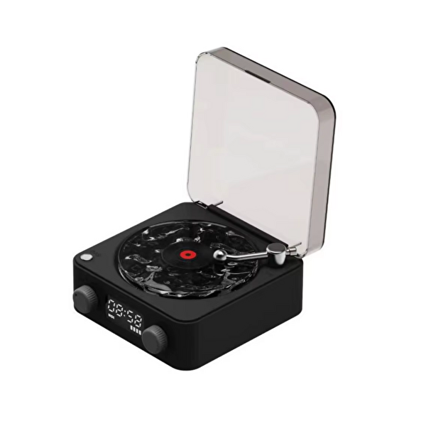 Çeşithane Siyah SPIFACE Bluetooth Hoparlör RGB Işıklı Dekoratif Retro Müzik Kutusu