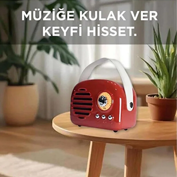 Çeşithane KTS-1682 Retro Bluetooth Hoparlör Nostaljik Tasarım Taşınabilir Kablosuz Speaker USB TF Kart Destekli