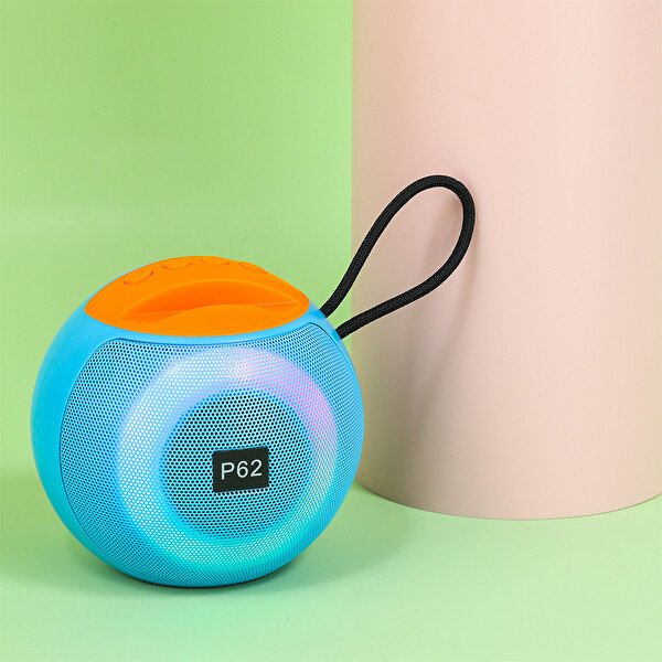 Çeşithane Mini RGB TaşınabilirTF USB FM Radyo Şarjlı Ses Bombası Bluetooth Hoparlör Açık Mavi