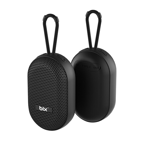 Bix BXWS01 Bluetooth 6.0 IPX4 Suya Dayanıklı 8W MicroSD ve USB Destekli Taşınabilir Hoparlör Siyah