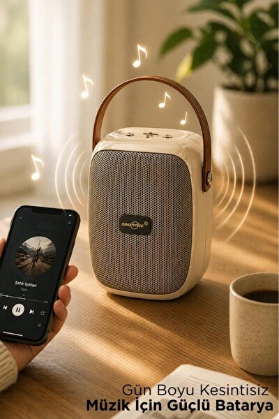 Başkenttekno GTS-1679 Bluetooth Hoparlör Rgb Işıklı FM Radyo Kablosuz Taşınabilir Speaker Bej