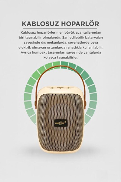 Başkenttekno GTS-1679 Bluetooth Hoparlör Rgb Işıklı FM Radyo Kablosuz Taşınabilir Speaker Bej