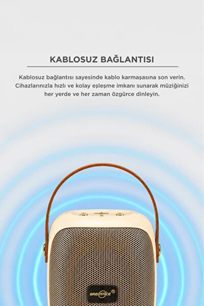 Başkenttekno GTS-1679 Bluetooth Hoparlör Rgb Işıklı FM Radyo Kablosuz Taşınabilir Speaker Bej