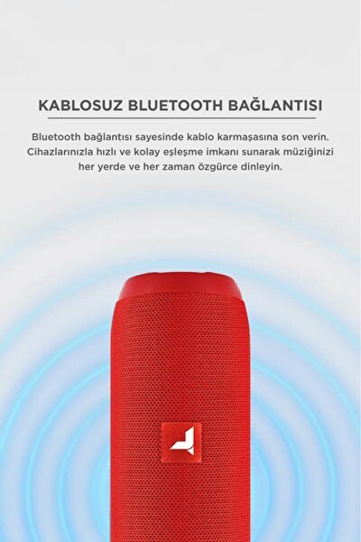 Başkenttekno D47 Bluetooth Hoparlör Kablosuz Taşınabilir Ses Bombası TWS USB TF Kırmızı