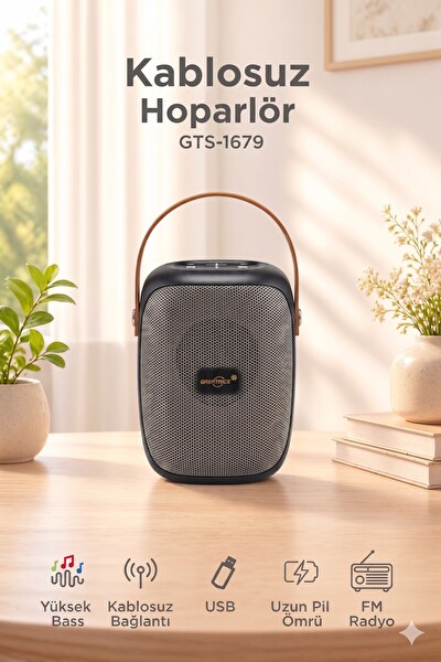 Başkenttekno GTS-1679 Bluetooth Hoparlör Rgb Işıklı FM Radyo Kablosuz Taşınabilir Speaker Siyah