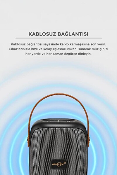 Başkenttekno GTS-1679 Bluetooth Hoparlör Rgb Işıklı FM Radyo Kablosuz Taşınabilir Speaker Siyah