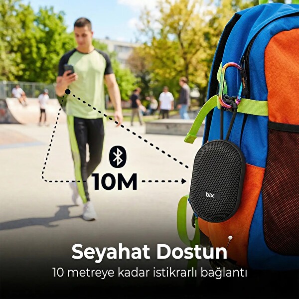 Bix BXWS01 6.0 IPX4 Suya Dayanıklı 8W Taşınabilir MicroSD & USB Destekli Bluetooth Hoparlör Kırmızı