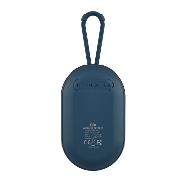 Bix BXWS01 .0 IPX4 Suya Dayanıklı 8W Taşınabilir MicroSD & USB Destekli Bluetooth Hoparlör Mavi