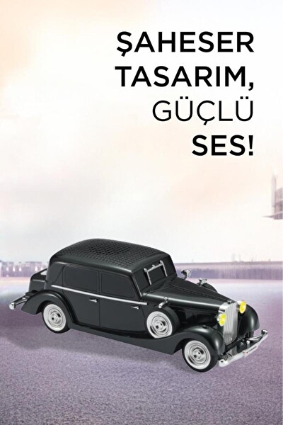 Başkenttekno D55 Retro Araba Tasarımlı 2x5W FM- USB- TF Kart Siyah Bluetooth Hoparlör