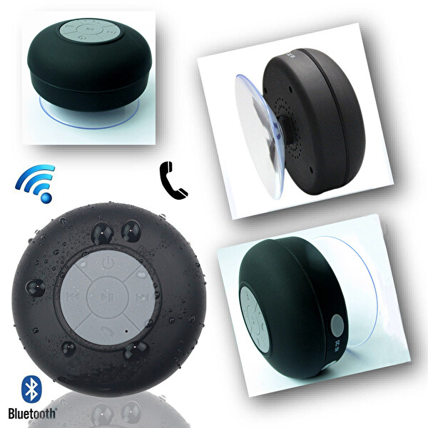 Aek-Tech Su Geçirmez Mini Bluetooth Duş Hoparlörü Siyah