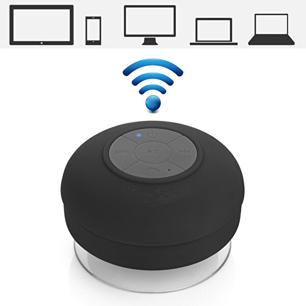 Aek-Tech Su Geçirmez Mini Bluetooth Duş Hoparlörü Siyah