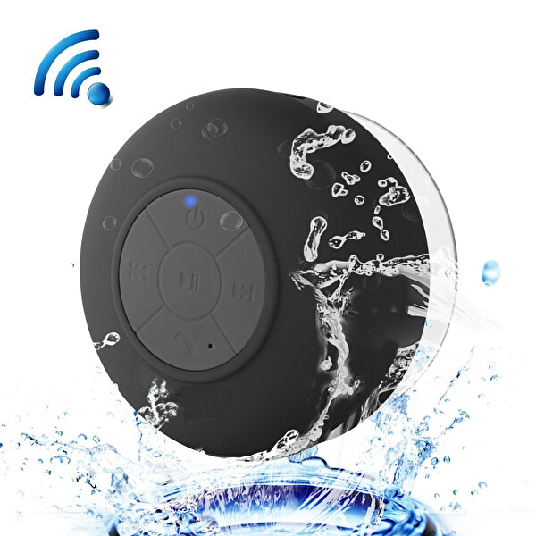 Aek-Tech Su Geçirmez Mini Bluetooth Duş Hoparlörü Siyah