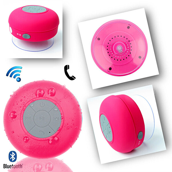 Aek-Tech Su Geçirmez Mini Bluetooth Duş Hoparlörü Pembe