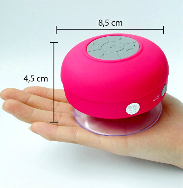Aek-Tech Su Geçirmez Mini Bluetooth Duş Hoparlörü Pembe