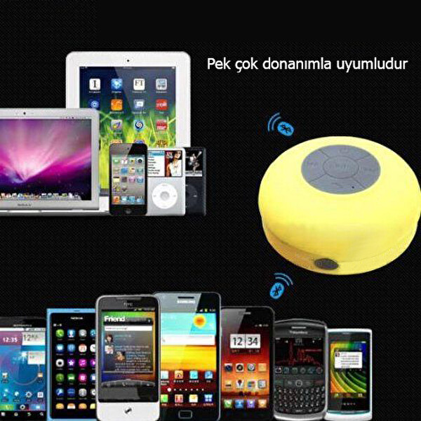 Aek-Tech Su Geçirmez Mini Bluetooth Duş Hoparlörü Sarı