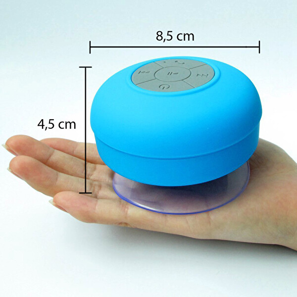 Aek-Tech Su Geçirmez Mini Bluetooth Duş Hoparlörü Mavi