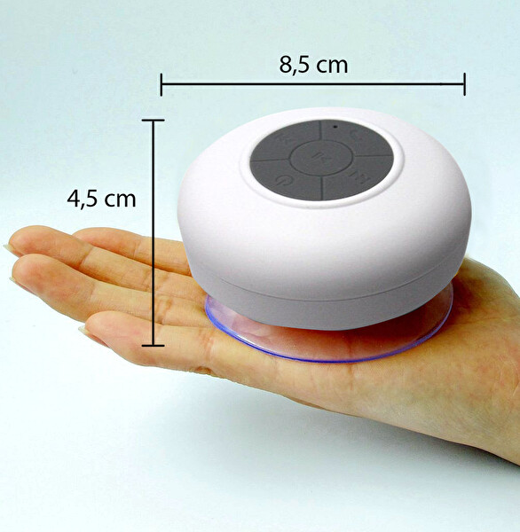 Aek-Tech Su Geçirmez Mini Bluetooth Duş Hoparlörü Beyaz
