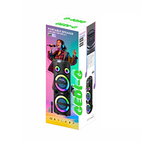 Başkenttekno GD-2851 Dijital LED Göstergeli FM Radyolu Mikrofonlu RGB TWS Çift 8