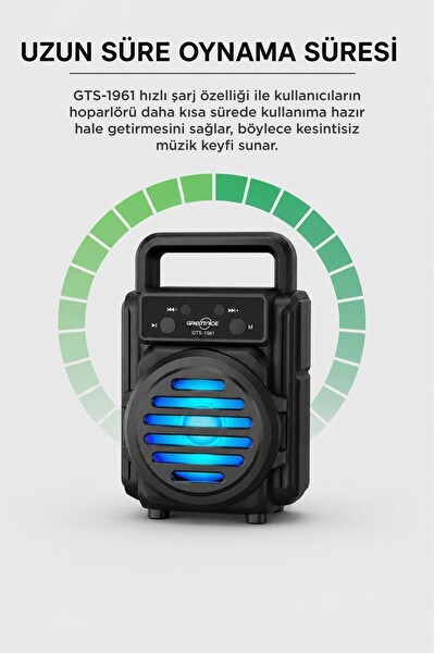 Torima GTS-1961 RGB Işıklı Kablosuz Bluetooth Hoparlör Siyah