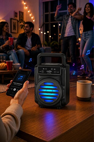 Torima GTS-1961 RGB Işıklı Kablosuz Bluetooth Hoparlör Siyah
