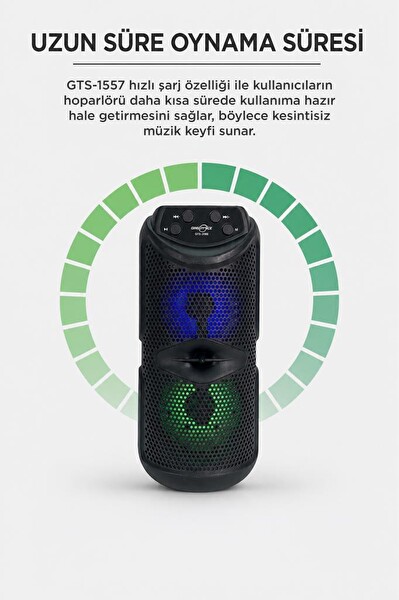 Torima GTS-1557 RGB Işıklı Kablosuz Bluetooth Hoparlör Siyah